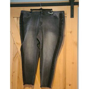 New! Lane Bryant Plus Sz 26W High-Rise Skinny Ultimate Stretch Gray Jeans Raw